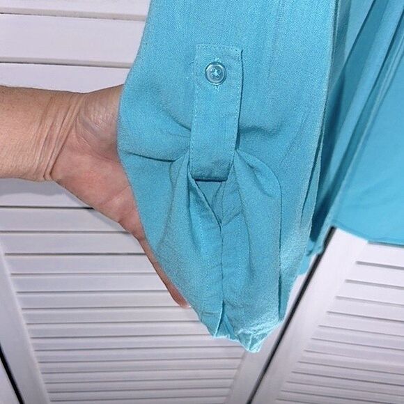 Chico’s Turquoise Blue Lightweight Cardigan Size 2 Large Size 12 - Picture 10 of 16